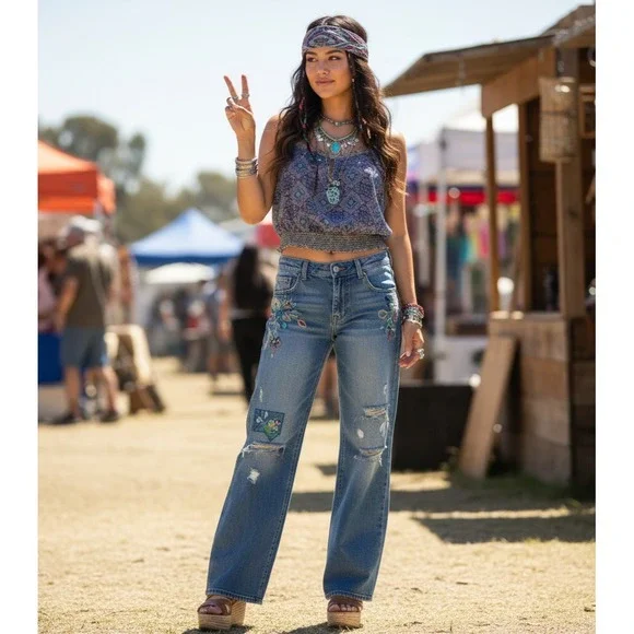 Vintage American Eagle Outfitters Cami Top Womens M Y2K Festival Boho Chic 2000s - Picture 9 of 9